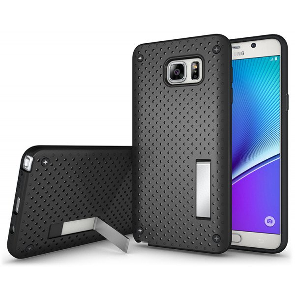 Wholesale Samsung Galaxy Note 5 Net Hybrid Kickstand Case (Black)